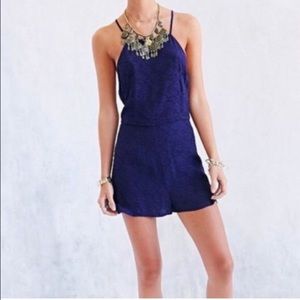 Cope Navy Blue Strappy Romper Urban Outfitters
